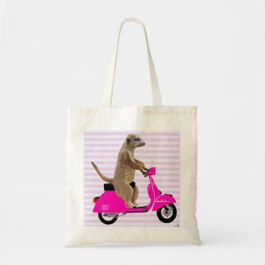 Tote Bag Meerkat sur Pink Moped 2 (Devant)