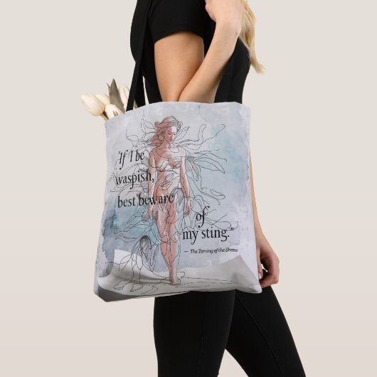 Tote Bag "Méfiez-vous de mon repos" Aquarelle moderne Femin (De près)