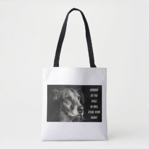 Tote Bag Méfiez-vous du chien, photo de l'animal de compagn