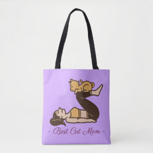 TOTE BAG MEILLEUR CHAT MOM YOGA