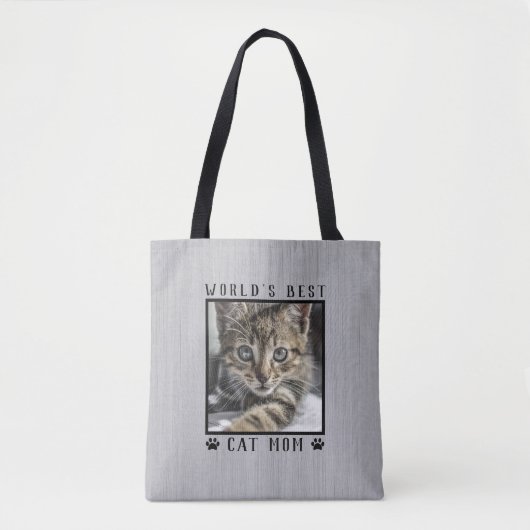 Tote Bag Meilleur Chat Mondial Maman Empreintes de pattes P (Devant)