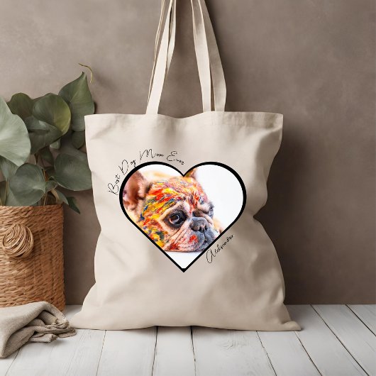 Tote Bag Meilleur Chien Maman Jamais Coeur Photo Animaux Fê