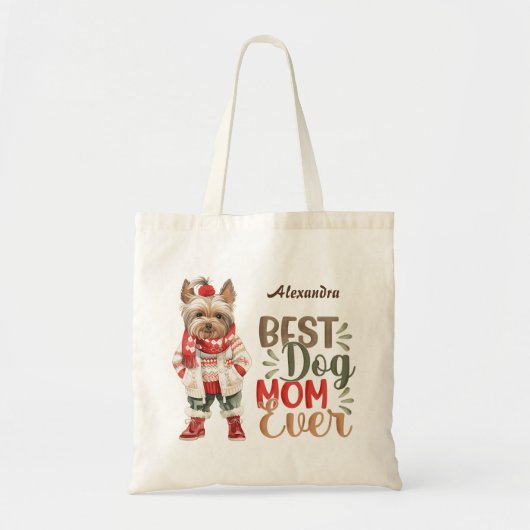 Tote Bag Meilleur Chien Maman Toujours Yorkie Personnalisé (Devant)
