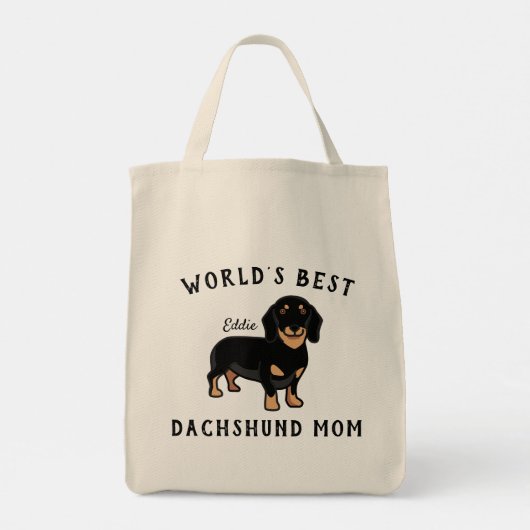 Tote Bag Meilleur Dachshund Maman Nom personnalisé de chien (Dos)