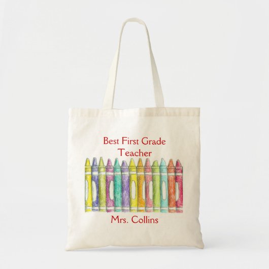 Tote Bag Meilleur enseignant couleur Crayon illustration Ar (Devant)