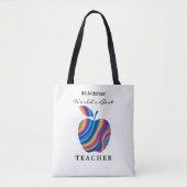 Tote Bag Meilleur Enseignant du monde Rainbow Apple Nom per (Devant)