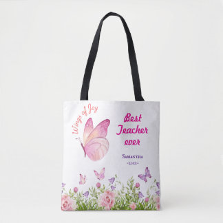 Tote Bag Meilleur enseignant jamais personnalisé Papillon r