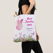 Tote Bag Meilleur enseignant jamais personnalisé Papillon r (De près)