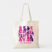 Tote Bag Meilleur Enseignant Jour Moderne Fleur Script Nom (Dos)