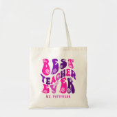 Tote Bag Meilleur Enseignant Jour Moderne Fleur Script Nom (Devant)