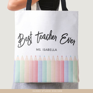 Tote Bag Meilleur enseignant personnalisé Ever Rainbow Ense