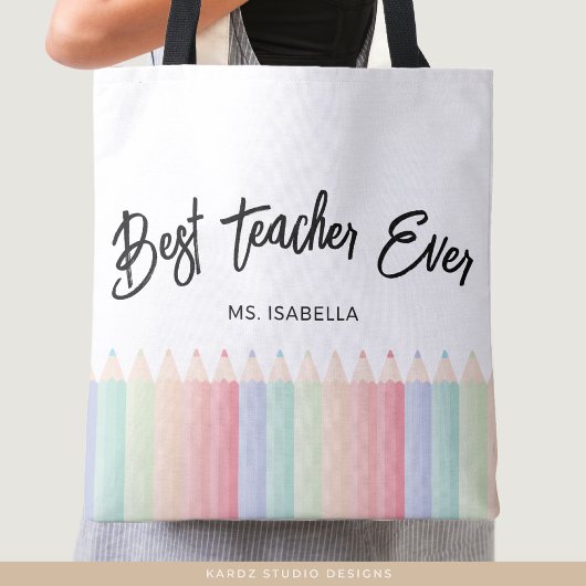Tote Bag Meilleur enseignant personnalisé Ever Rainbow Ense