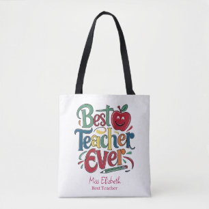Tote Bag Meilleur Enseignant Personnalisé Toujours Coloré