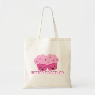 Tote Bag Meilleur Ensemble Deux Cupcakes Rose Saint-Valenti