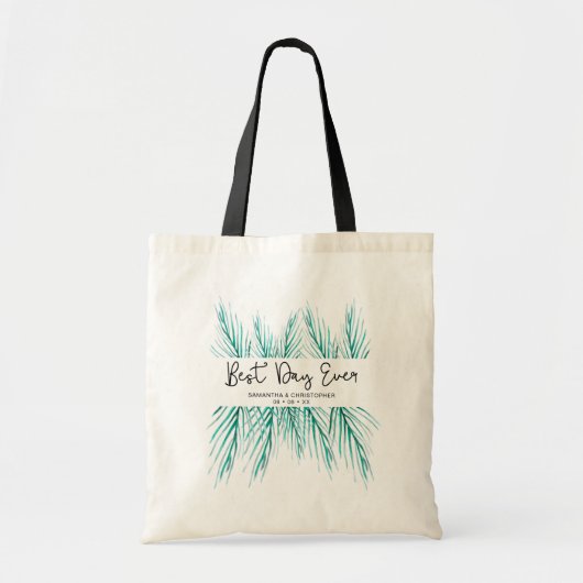 Tote Bag Meilleur Jour Jamais Personnalisé Mariage Plage (Devant)
