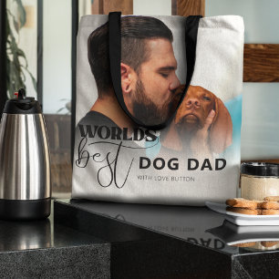 Tote Bag Meilleur Papa Chien au Monde Photo Personnalisée