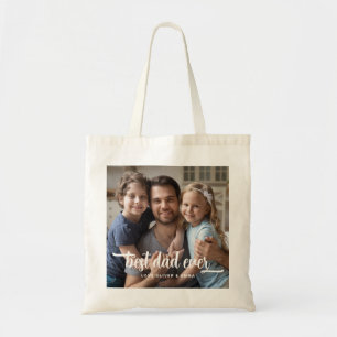 Tote Bag Meilleur Papa de Tous les Temps Script Photo pour