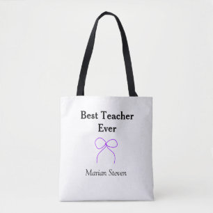 Tote Bag Meilleur professeur jamais ruban violet nom appréc