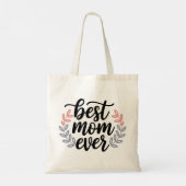 Tote Bag Meilleur script de maman jamais avec feuille délic (Dos)