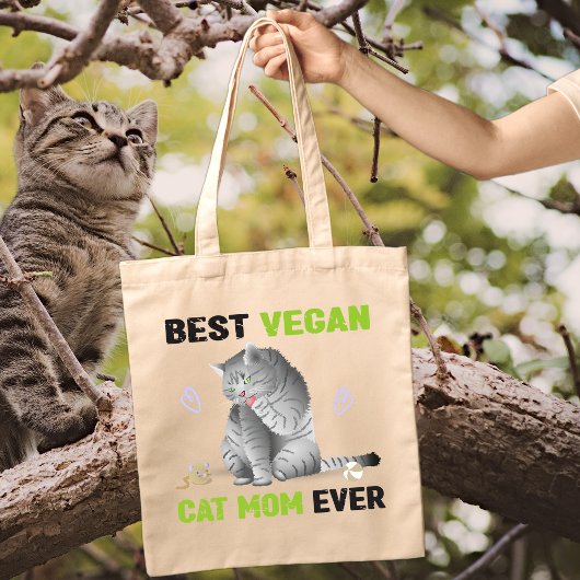 Tote Bag Meilleur Vegan Cat Maman Jamais