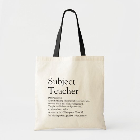 Tote Bag Meilleure définition d'enseignant au monde (Devant)