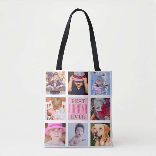 Tote Bag Meilleure grand-mère | 8 Photo personnalisée (Devant)
