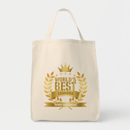 Tote Bag Meilleure grand-mère du monde, Grand-mère Gold (Devant)