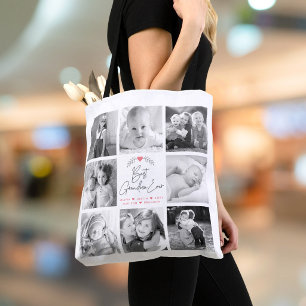 Tote Bag Meilleure Grand-mère Moderne Écriture 8 Collage Ph