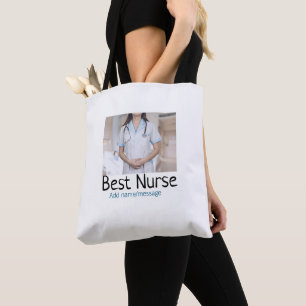 Tote Bag Meilleure infirmière ajouter le nom de la photo te