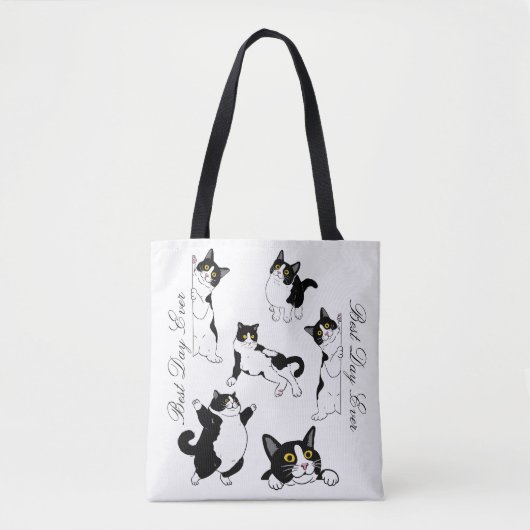 Tote Bag Meilleure journée jamais tuxedo chat fourre-tout (Devant)