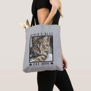 Tote Bag Meilleure Maman de Chat au Monde Empreintes de Pat