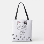 Tote Bag Meilleure maman de chat blanc jamais avec mignonne (Dos)