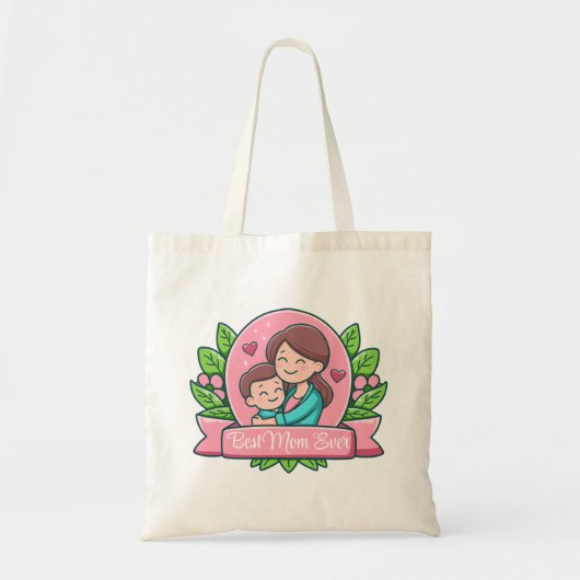 Tote Bag Meilleure Maman de tous les temps, Maman et Enfant (Devant)