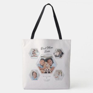 Tote Bag Meilleure Maman du Monde Collage Personnalisé Dix