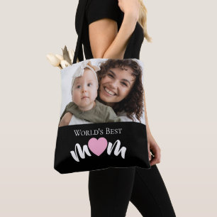 Tote Bag Meilleure Maman du Monde Photo Script Personnalisé