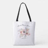 Tote Bag Meilleure maman Élégant Blush Rose Floral Monogram (Dos)