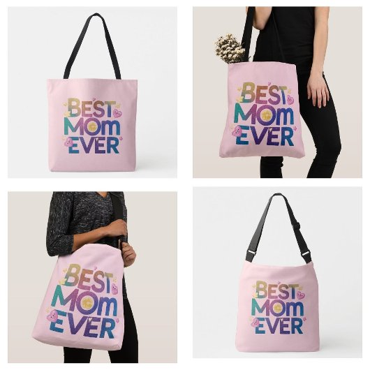 Tote Bag Meilleure Maman Ever Cœurs & Fleurs