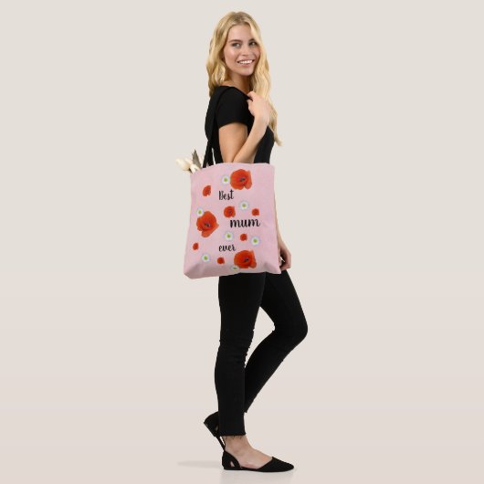 Tote Bag Meilleure maman - florale (Sur le modèle)