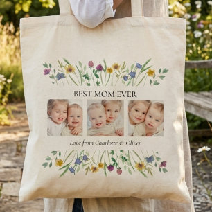 Tote Bag Meilleure Maman Florale Photo