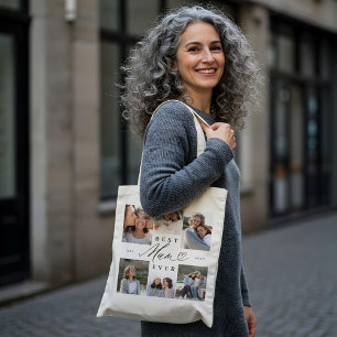 Tote Bag Meilleure maman Jamais Élégant Script Heart Photo