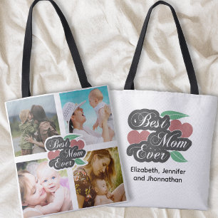 Tote Bag Meilleure maman Jamais mignonne coeur Photo Collag