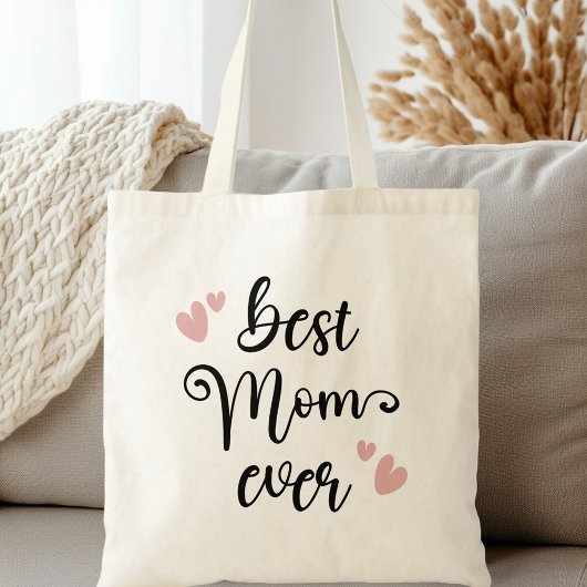 Tote Bag Meilleure maman jamais mignonne script blush coeur