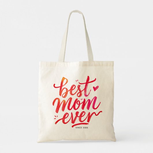 Tote Bag Meilleure Maman Jamais Moderne Chic Rouge Typograp (Dos)