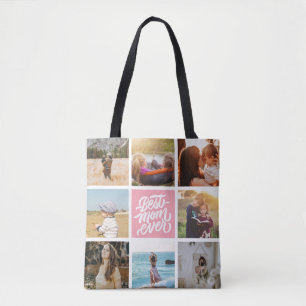 Tote Bag Meilleure Maman Jamais Personnalisé Photo Collage 