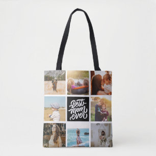 Tote Bag Meilleure Maman Jamais Personnalisé Photo Collage