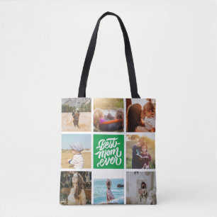 Tote Bag Meilleure Maman Jamais Personnalisée Photo Collage
