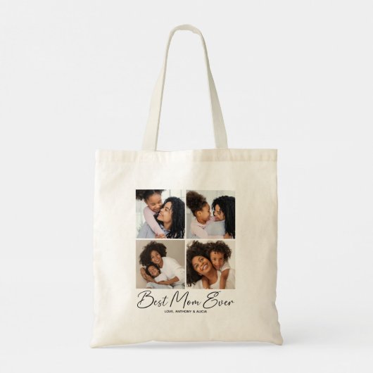Tote Bag Meilleure maman Jour Script Photo Collage (Dos)