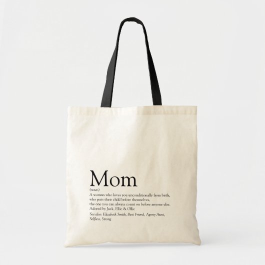Tote Bag Meilleure Maman, Maman, Mère Définition (Devant)