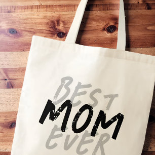 Tote Bag Meilleure Maman Moderne Grunge Noir et Gris