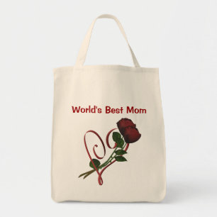Tote Bag Meilleure maman Rouge Roses Coeur